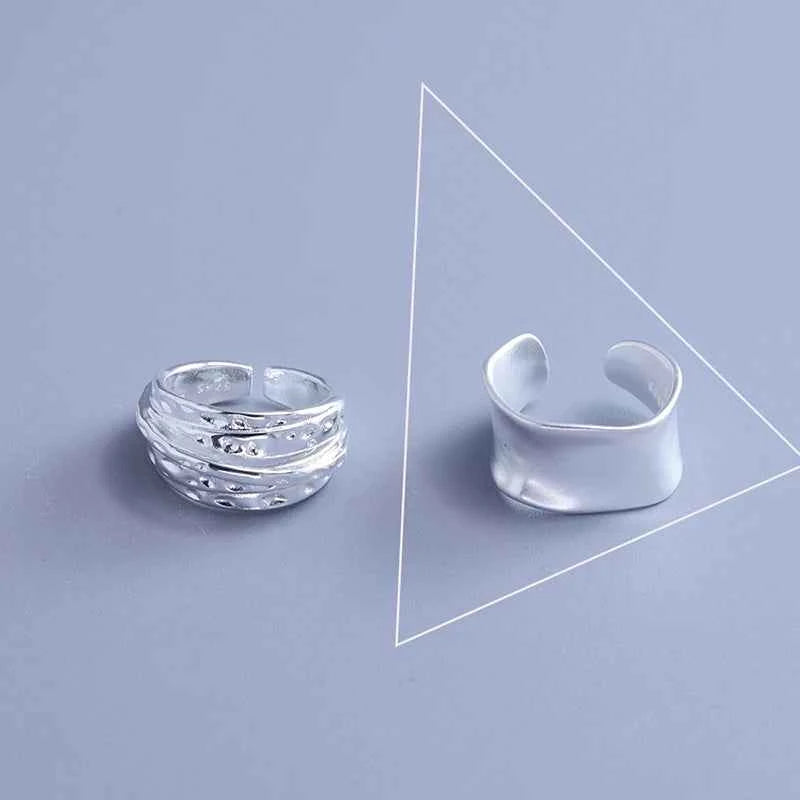 VENTFILLE 925 Sterling Silver Irregular Ring for Women Geometry Versatile Minimalism  Accessories Jewelry Gift Dropshipping
