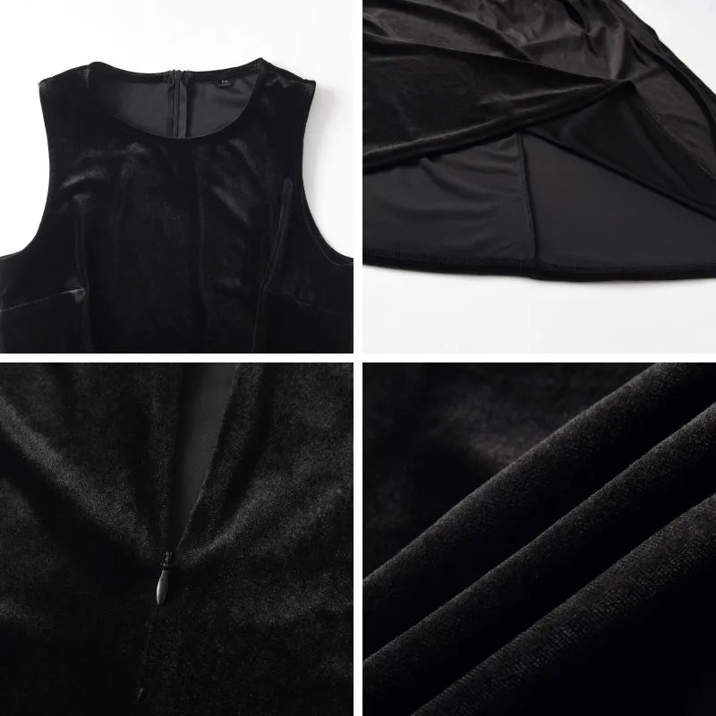 2024 AW Mail's Sister Matching Clothing Women Sleeveless Long Velvet Dress Ladys Knitted Pullover Female Top