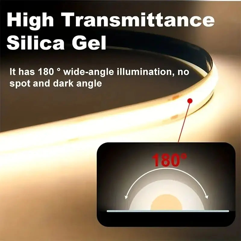 COB LED Strip Lights 5V High Density Linear Lighting Press Switch LED Tape Ribbon Flexible RA90 For Living Room Cabinet Decor