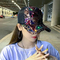 Shiny Sequins Baseball Hat For Women Summer Mesh Duck Tongue Cap Cool Breathable Outdoor Sunshade Visors Fashion Girl Peaked Cap