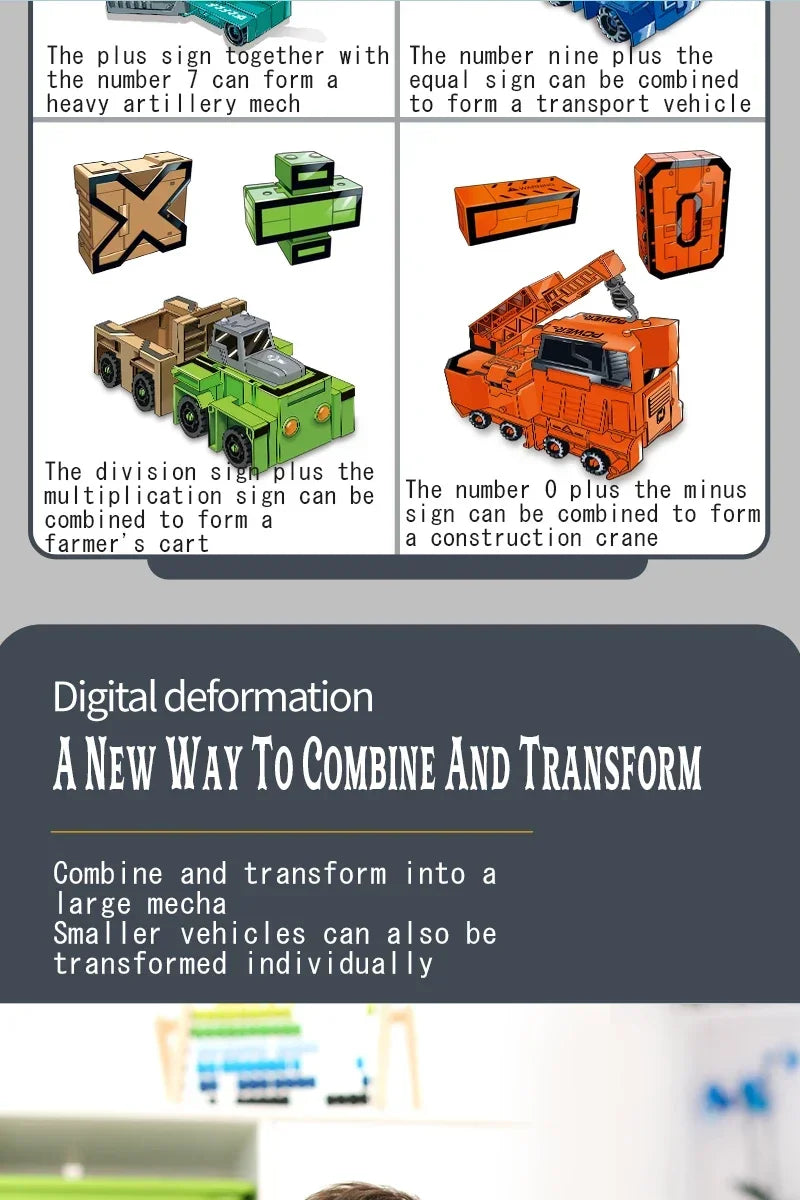 Kids Educational Deformation Toys: Digital Number Bots & Tank Warrior Transformation Robots
