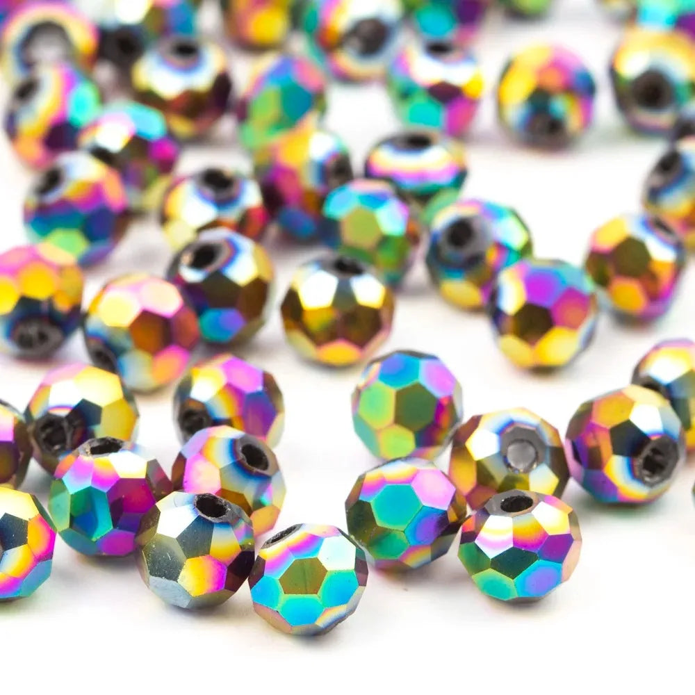 3 4 6 8mm Round Crystal Beads Faceted Colorful Glass Beads Loose Spacer Bead for Jewerly Making Needlework Bracelet Necklace DIY