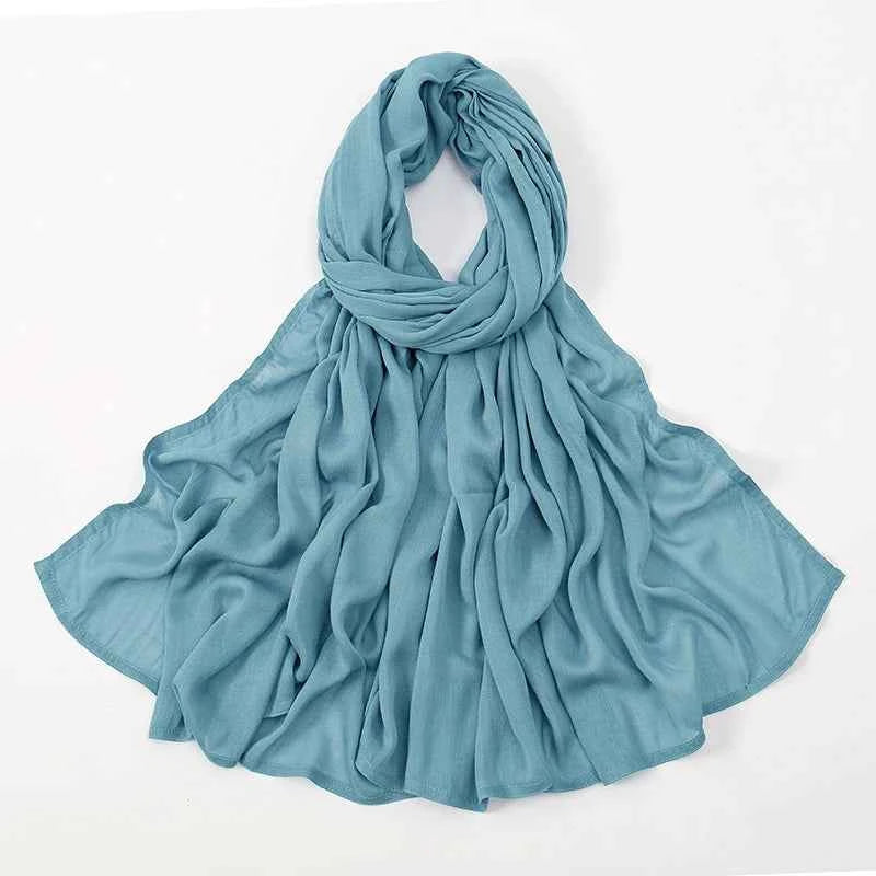New Muslim Hijabs for Women Scarf Thin Plain Shawls Femme Musulman Soft Viscose Rayon Headscarf Islamic Turban Headband 190x85cm