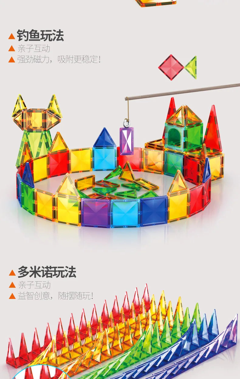 Magnetic Sheet Building Blocks Set Diamond Surface Color Window Educational Assembly Bricks Kid Concentration Training Toy Gift
