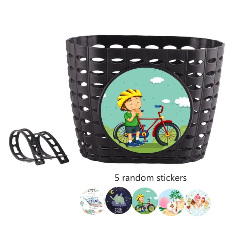 Kids Bike Basket for Boy Girl Front Bicylcles Handlebars Waterproof Basket with Fastens Strap Teen Small Bike Basket