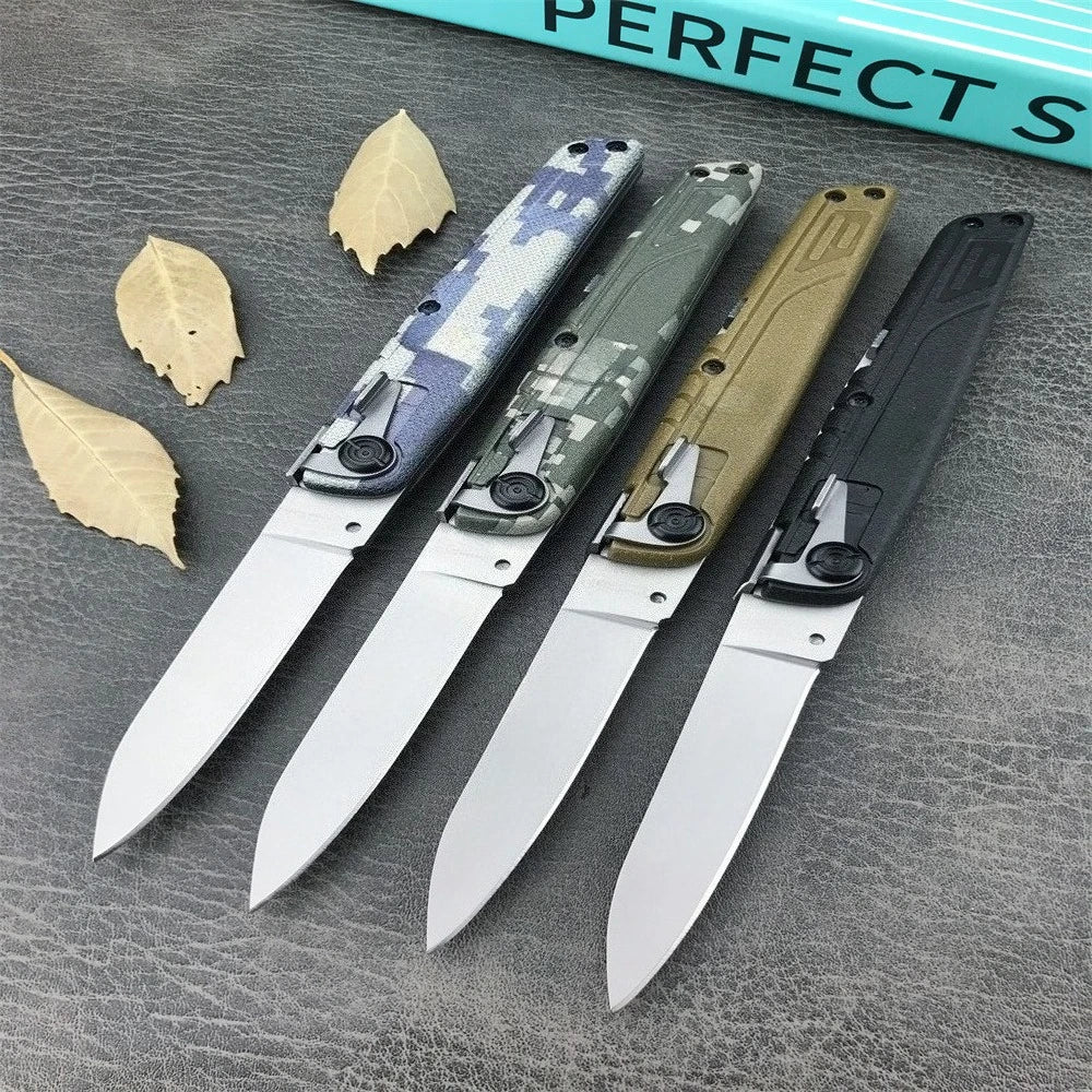 4 Different Color Folding Knife with Nylon Sheath 440C Blade and ABS Handle Camping Hiking Pocket Knife Outdoor EDC Durable Tool