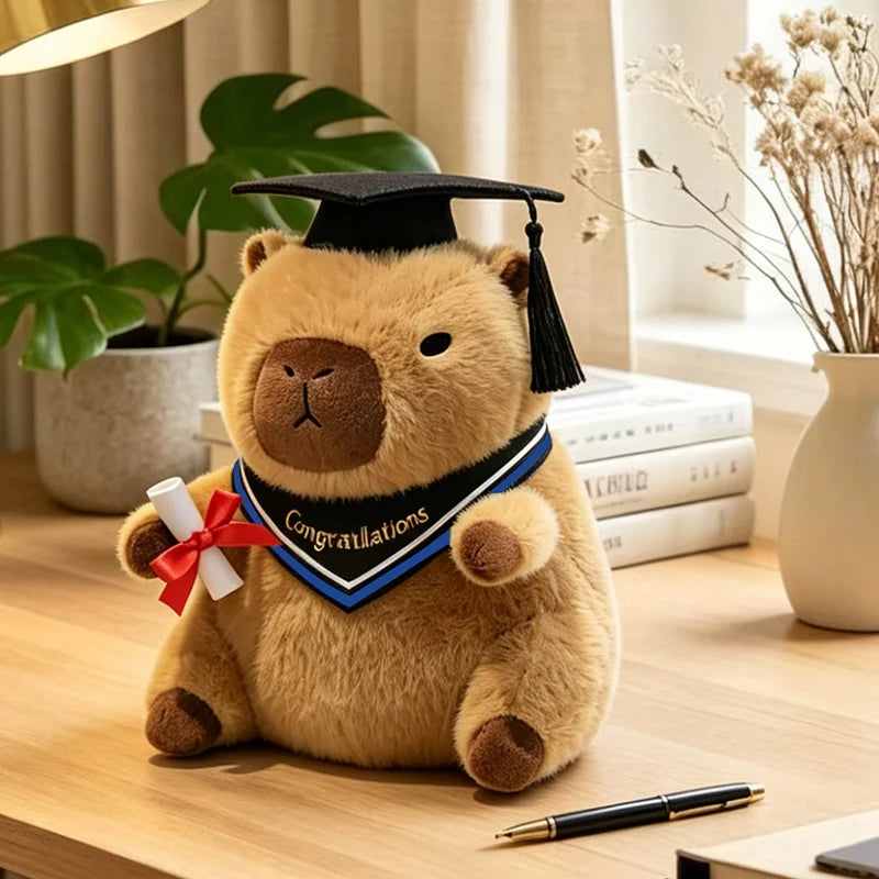 23cm Cute Graduation Capybara Plush Doll Doctor Cap Bear Animal Plush Stuffed Home Party Decor Gift For Kids Graduation Gifts