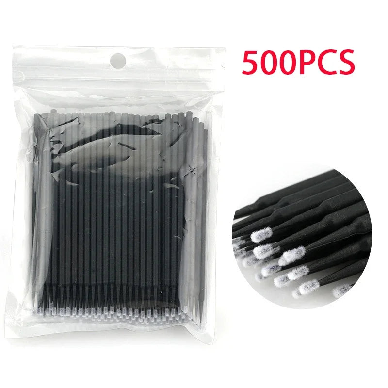500/1000PCS Eyelash Brushes Crystal Swab Microbrushes Eyelash Extension Brush Grafting Lash Removing Applicators Makeup Tool