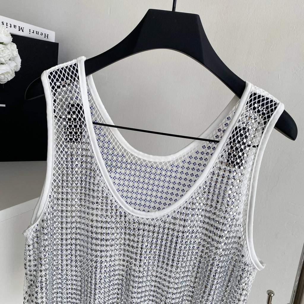 Ele Svel Women's Vest Summer Me Hollow Heavy Embroidery ort Design Street Sexy Top Faion Commute Sle Slim Fit
