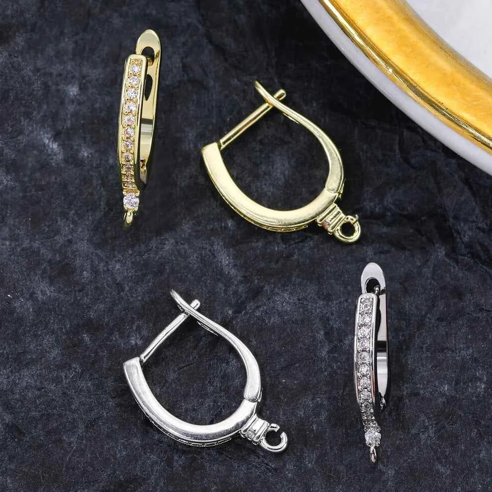 Juya Handmade 18K Real Gold Plated Earwire Fasteners Earring Hooks Accessories For DIY Women's Anti-Allergy Earrings Making