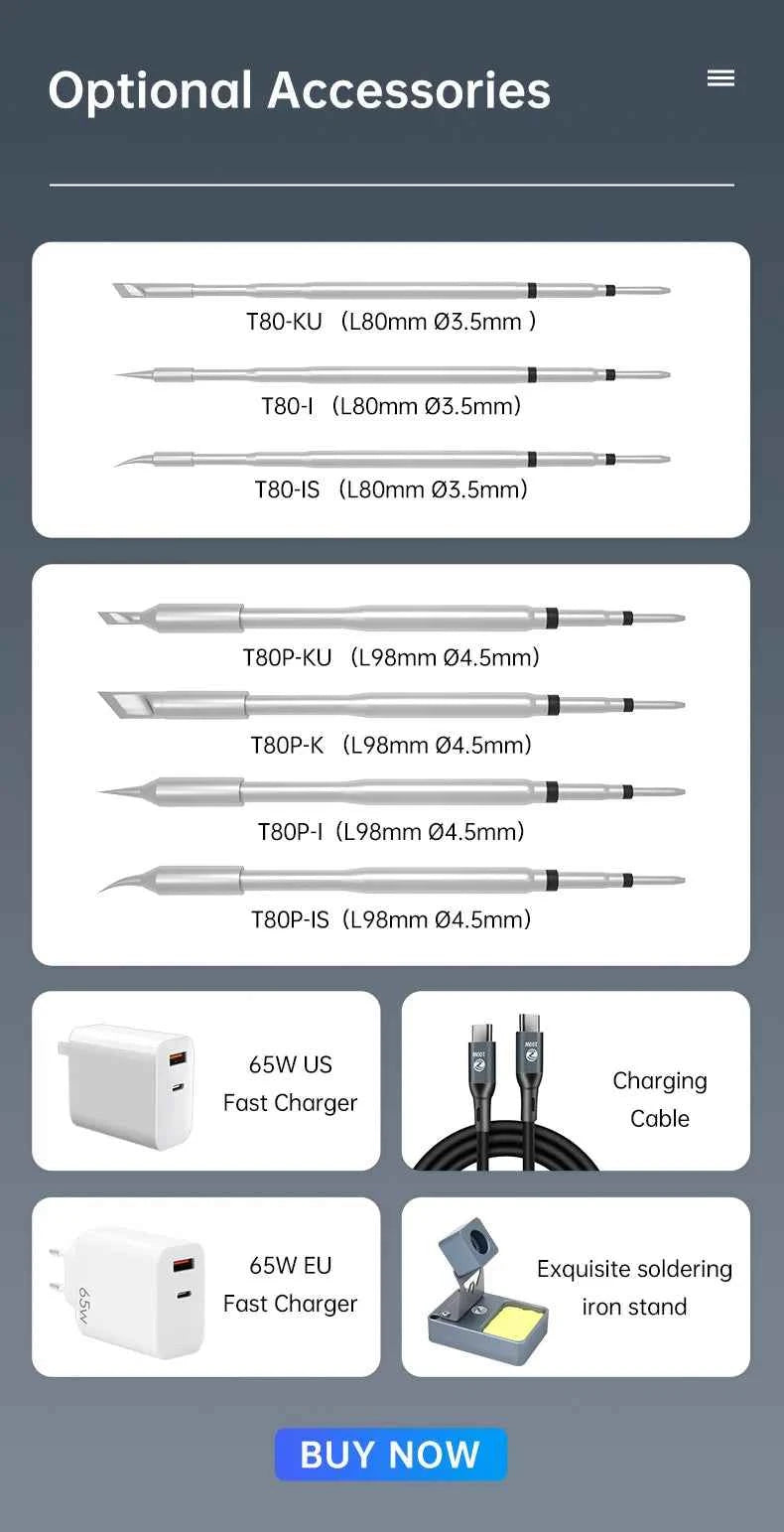 ALIENTEK T80 T80P Soldering iron DC 20V 80-450℃ Adjustable Temperature Precision Repair Station PD 100W Portable Heat Tool