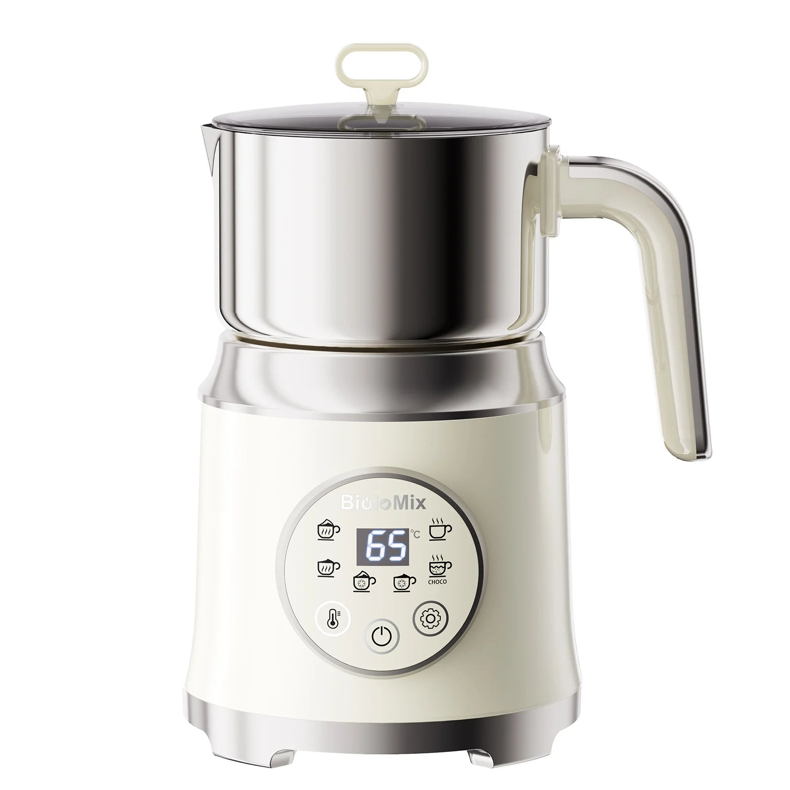 BioloMix 7-in-1 Steamer Detachab Electric Milk Frother Automatic Hot/Cold Foam Maker for Coffee, Hot Chocolate Dishwasher Safe