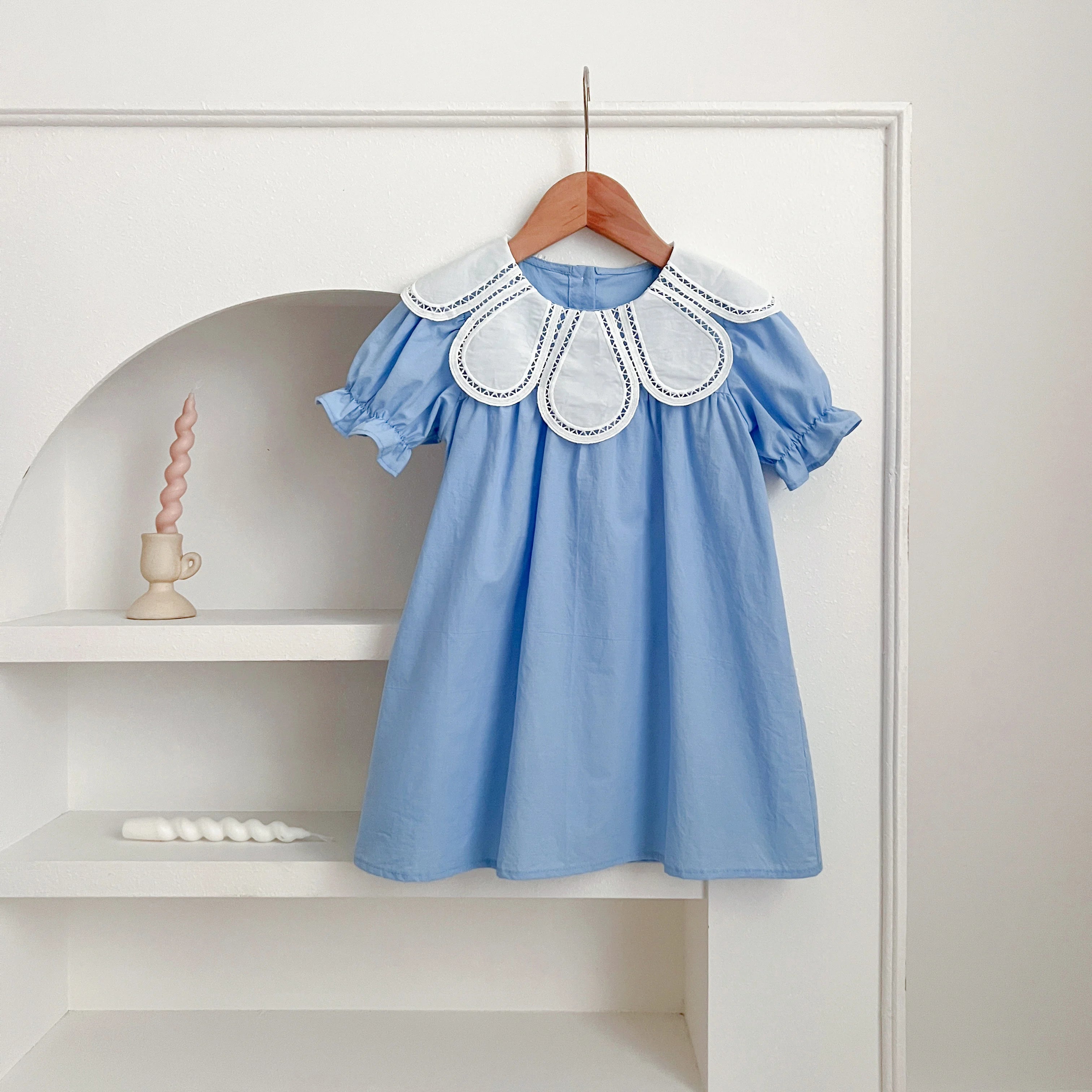 Baby Summer Dress 2-6Yrs Baby Girls Clothes Petal Collar Cotton New Toddler Girl Dresses Kids Girls Casual Soft Dress Princess