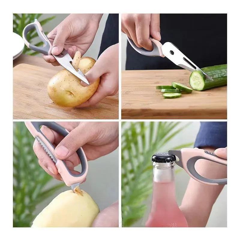 7-in-1 Multifunctional Kitchen Scissors with Magnetic Holder Stainless Steel Food Scissors for Meat, Fish, Kitchen Food Scissors