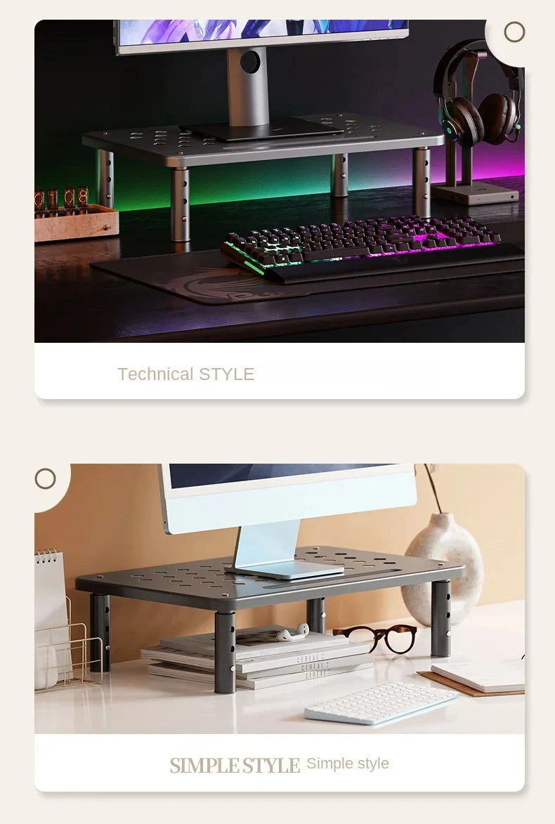 Adjustable Computer Rack, Telescopic Monitor Holder, Elevated Screen Stand to Relieve Neck Fatigue, Practical Office Storage Sup
