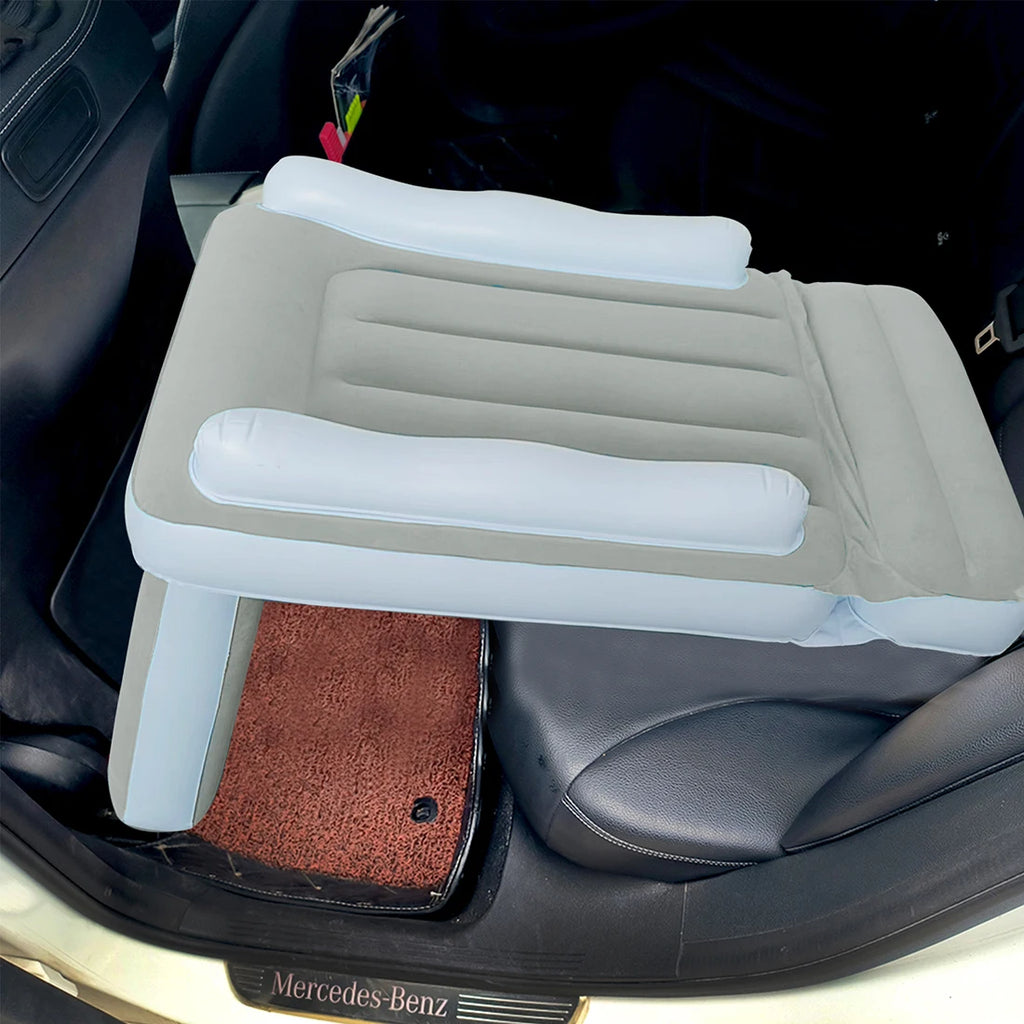 Infant Inflatable Mattress Kids Car Rear Car Mat Foldable Airplane Mattress Outdoor Travel Thickened Flocking Air Mattress