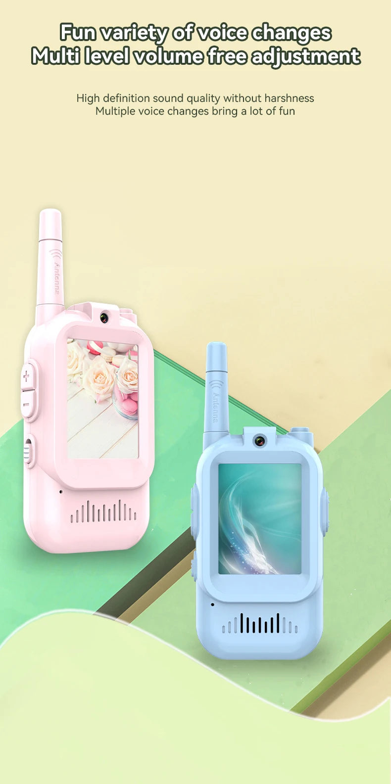 Kids Video Walkie Talkie Toys  With HD Camera And 2 Inch Screen Wireless Intercom Toy For Camping Travel Birthday Gifts Outdoor