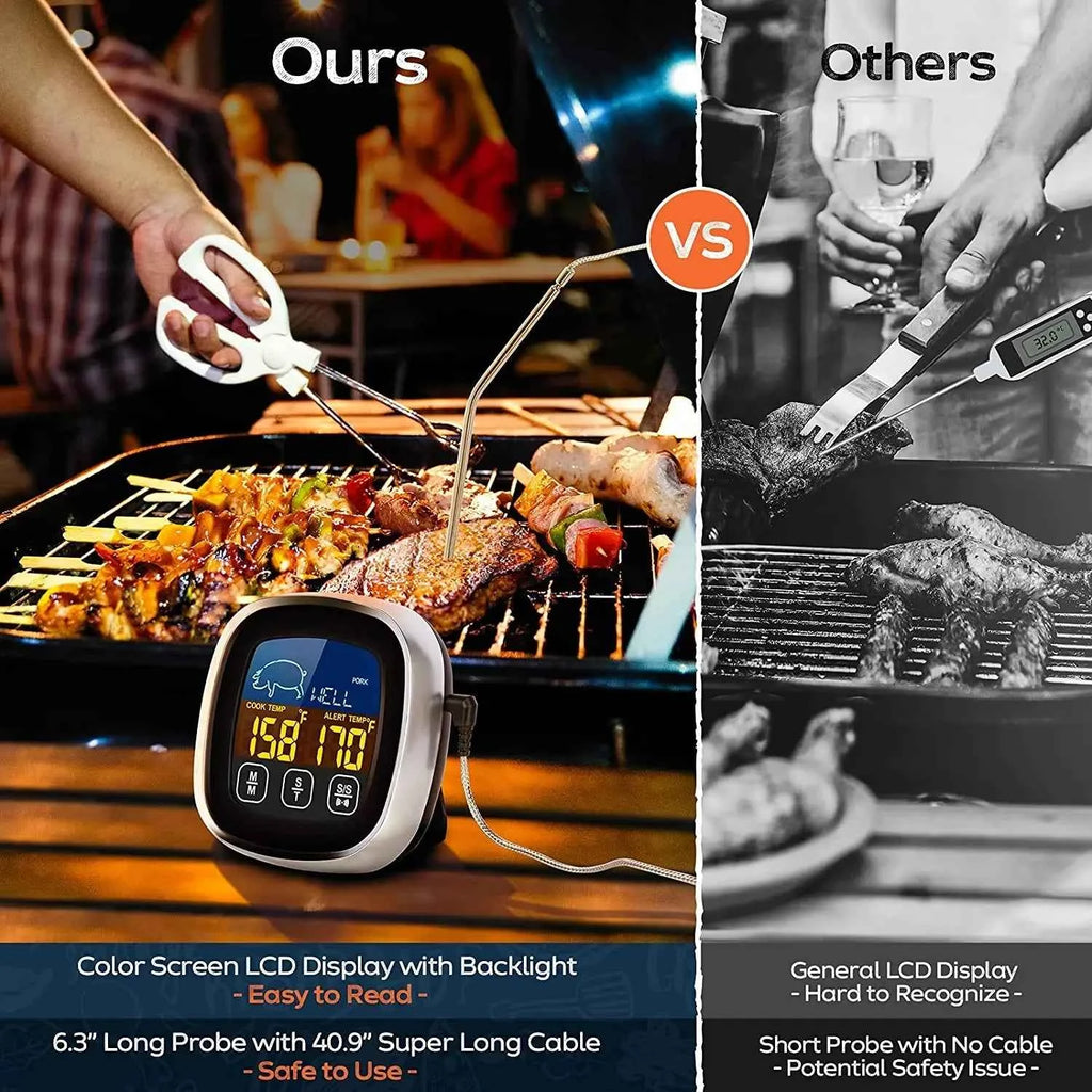 HOMEFISH Digital Meat Kitchen Thermometer Stainless Waterproof Meat Temperature Thermometre Probe Oven Cooking BBQ