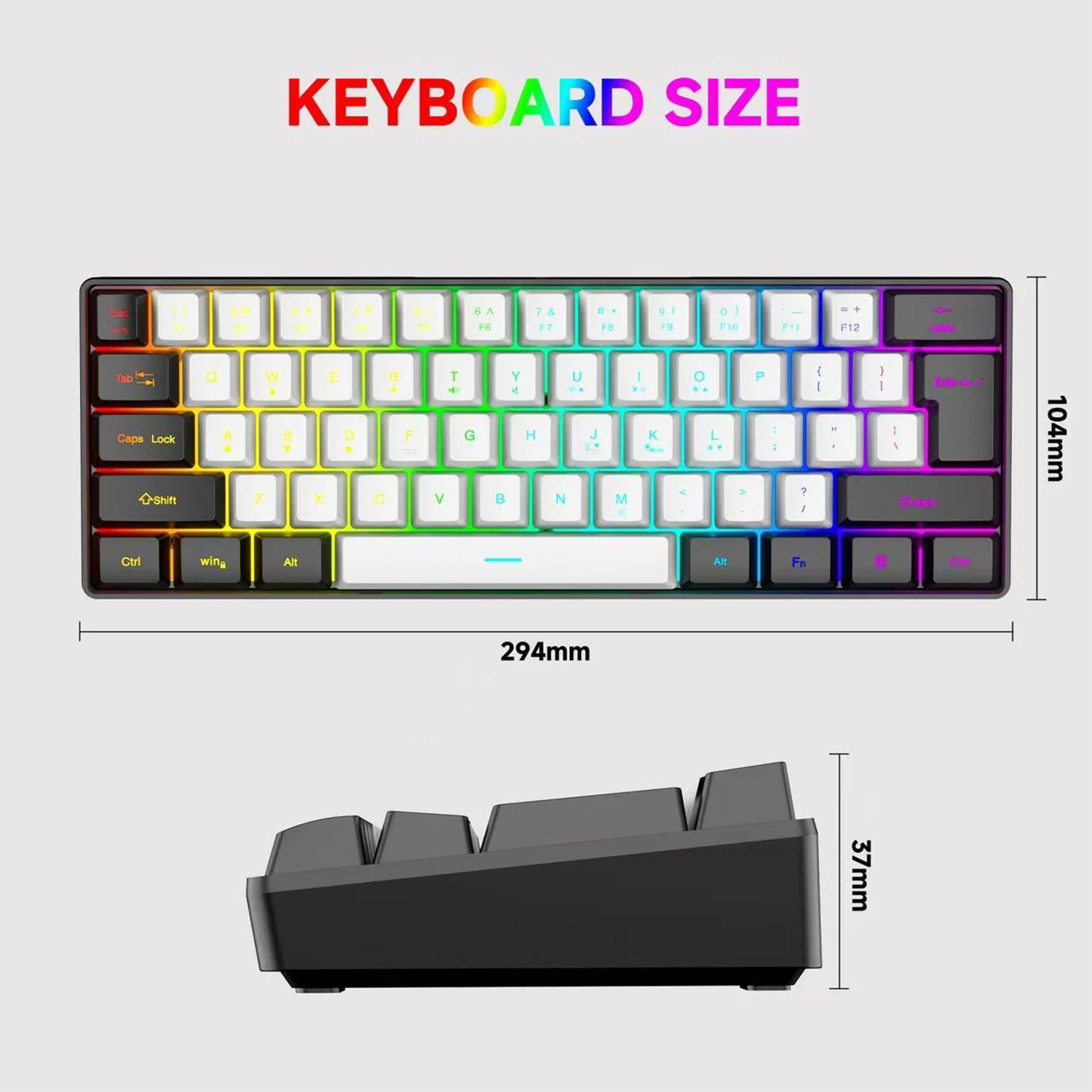 2026 new Mini 60% Compact Wired Keyboard 61 Keys RGB Backlight Membrane Keyboard For Windows PC Office laptop Computer
