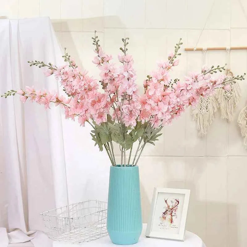 YeeNanee 6pcs Blue Delphinium Artificial Flowers Long Stem Larkspur for Wedding Centerpieces Floral Arrangements Home Vase Decor