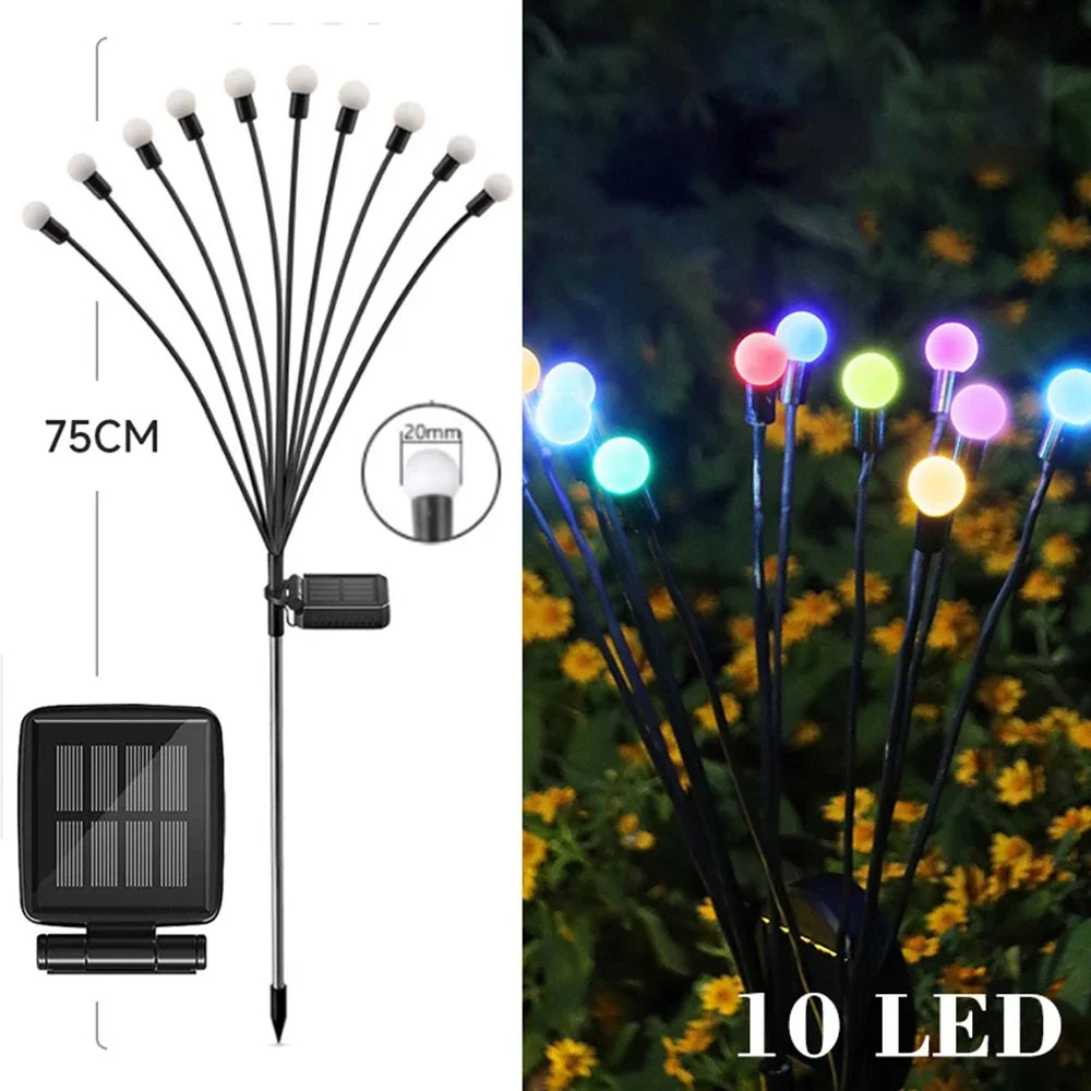 6/810 LED Solar Garden Lights Powered Firefly Lights Outdoor Waterproof Vibrant Garden Lights for Patio Pathway Decoration,Warm