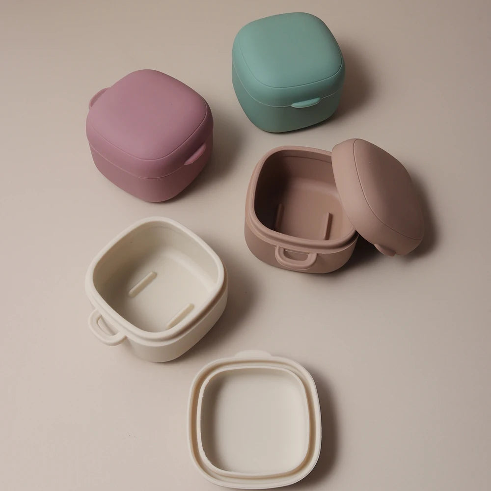 Silicone Baby Keepsake Box Set - Tooth Holder, Umbilical Cord & Pacifier Storage Case, Thick Soft Baby Memory Box, Personalized