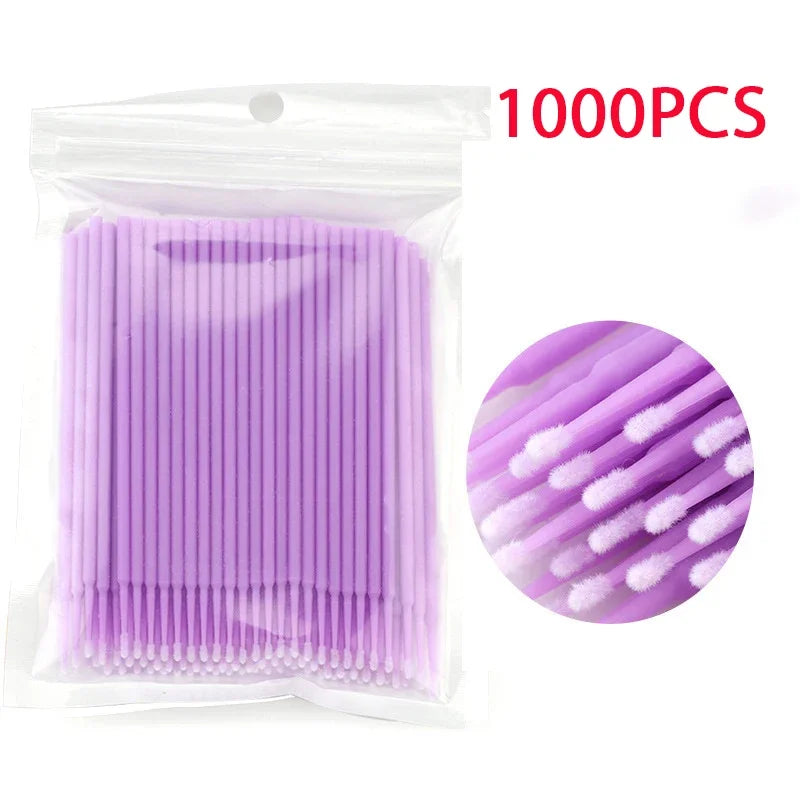 500/1000PCS Eyelash Brushes Crystal Swab Microbrushes Eyelash Extension Brush Grafting Lash Removing Applicators Makeup Tool