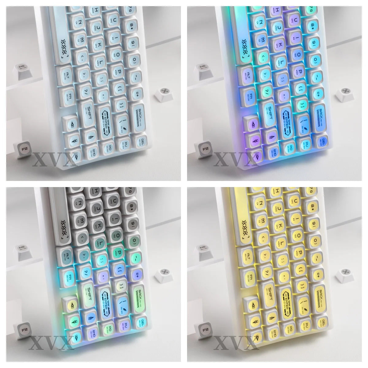 XVX White Shine Through Cats eye MAX Profile Dye-Sub PBT Keycap Set 136-Key