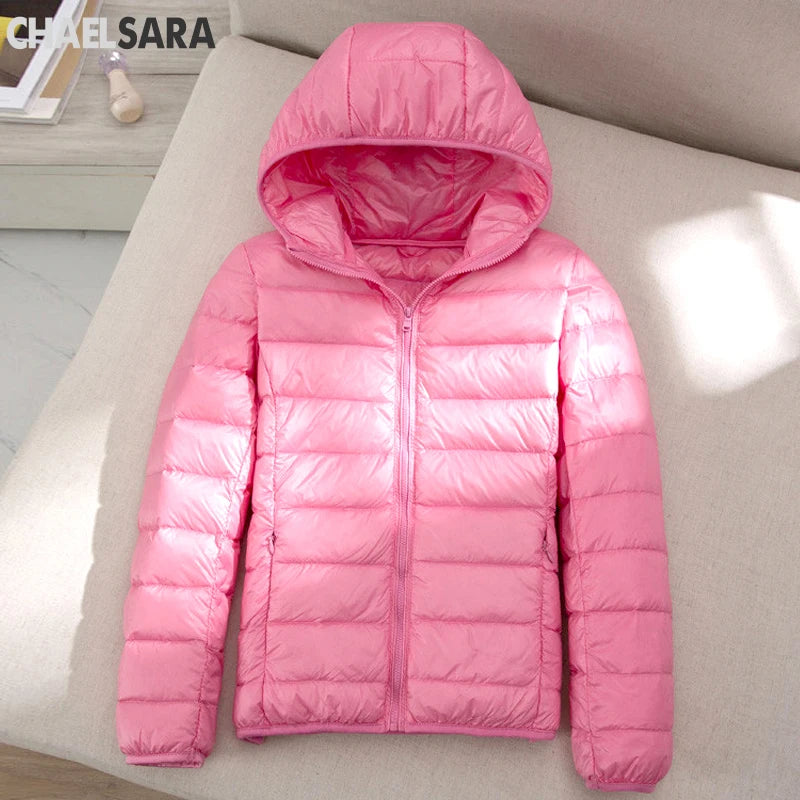 Ultra Light White Duck Down Jacket for Women, Warm Coat for Lady, Female Hooded Parka, Plus Size, 7XL, Autumn and Winter 2024