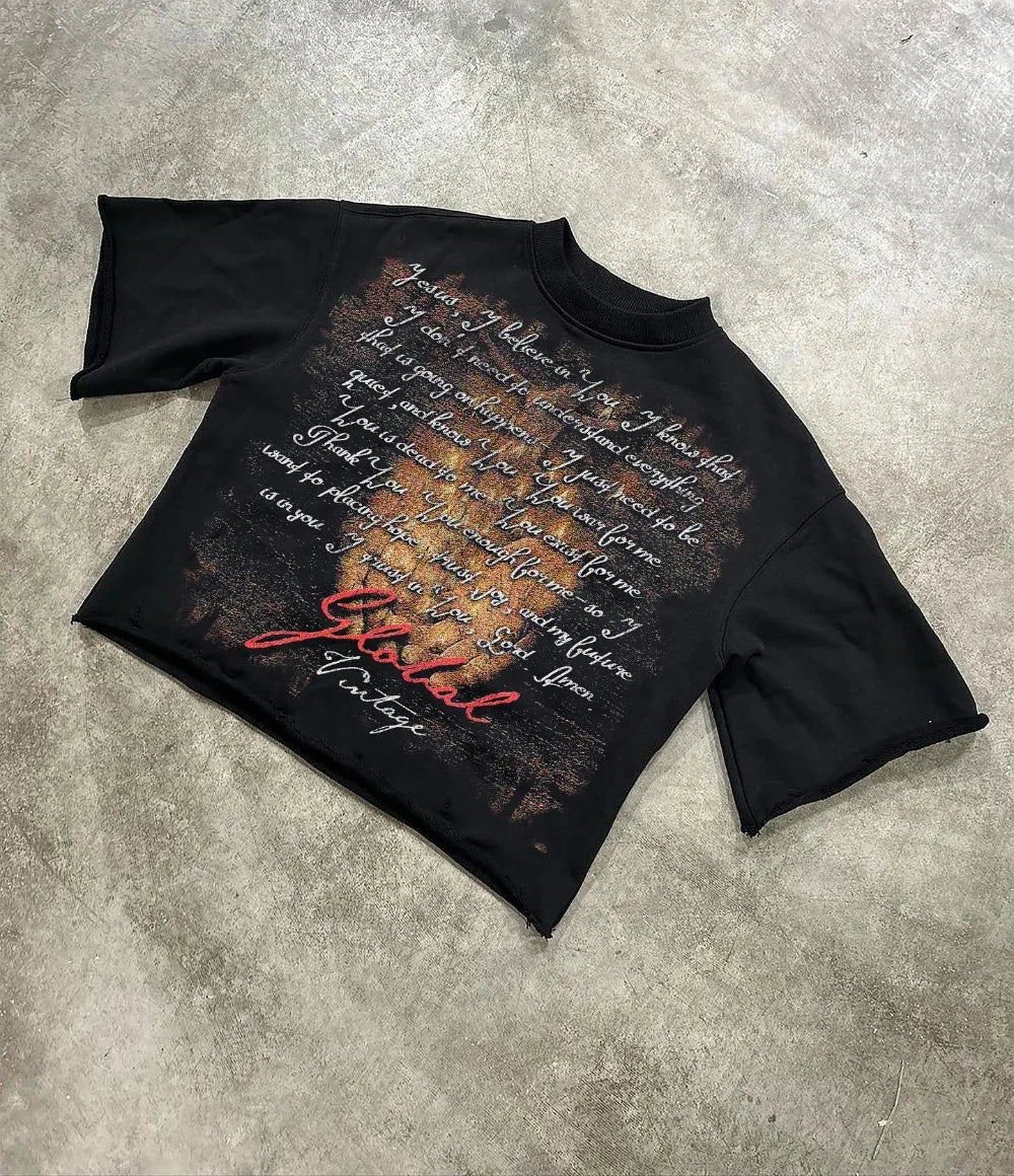 Streetwear Summer Tops Mens Womens Clothing Goth Retro Casual Cotton Oversized Short Sleeve Harajuku Cross Graphic Print T Shirt
