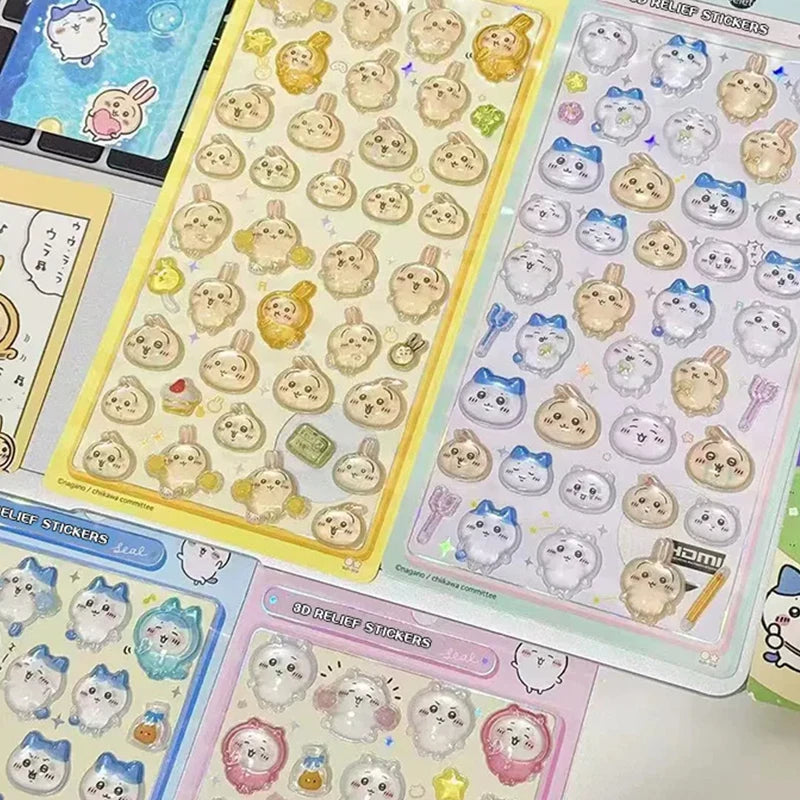 3D Stereo Relief Stickers Kawaii Cartoon Waterproof DIY Decor Stickers Phone Laptop Scrapbook Notebook Luggage Decal Gift Toys