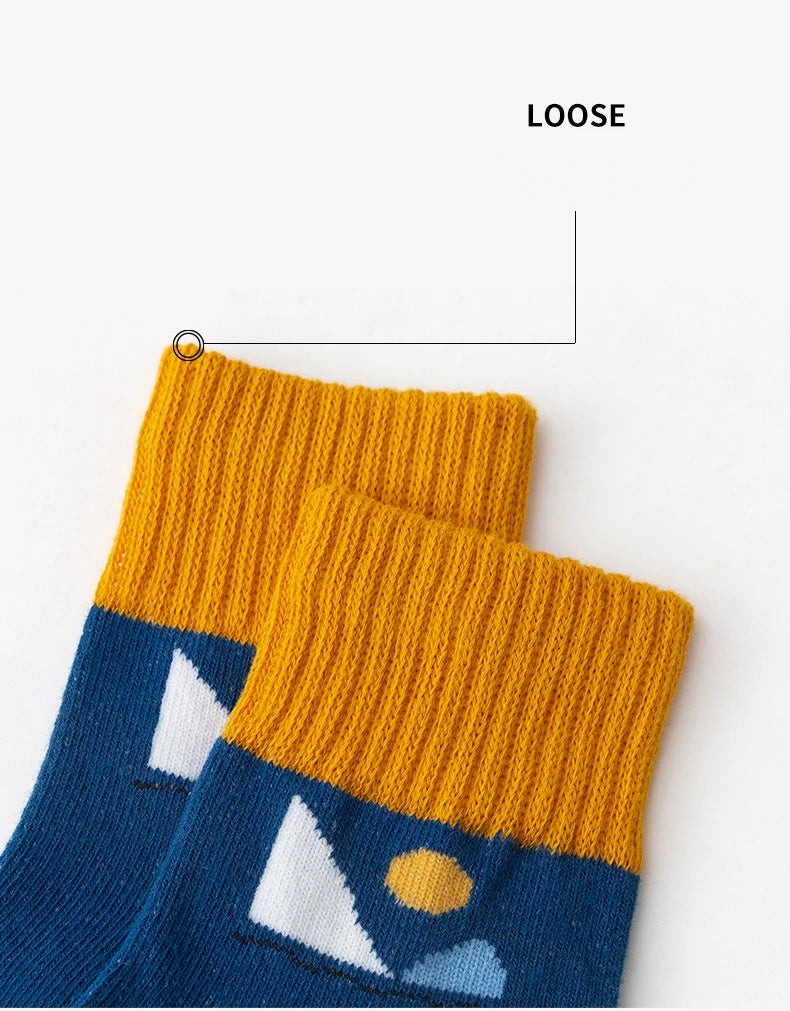 5 Pairs of Cute Cartoon Ankle Socks With Warm and Durable Stripes Designed for Comfortable Fall and Winter Wear