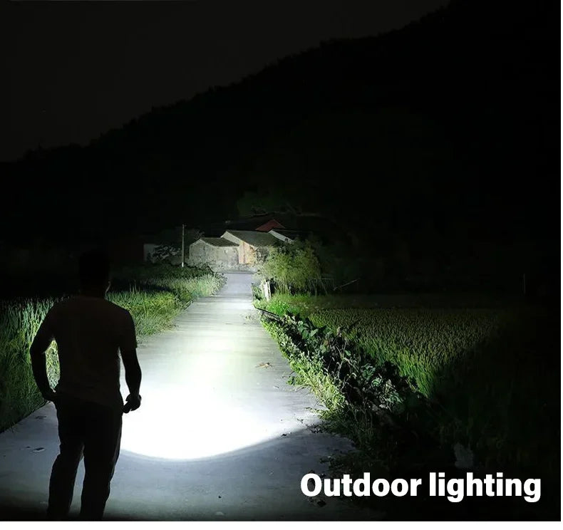 High Strong Power Led Flashlights 2000LM Tactical Torch with Display Light USB Charging Camping Fishing Emergency Zoom Lantern
