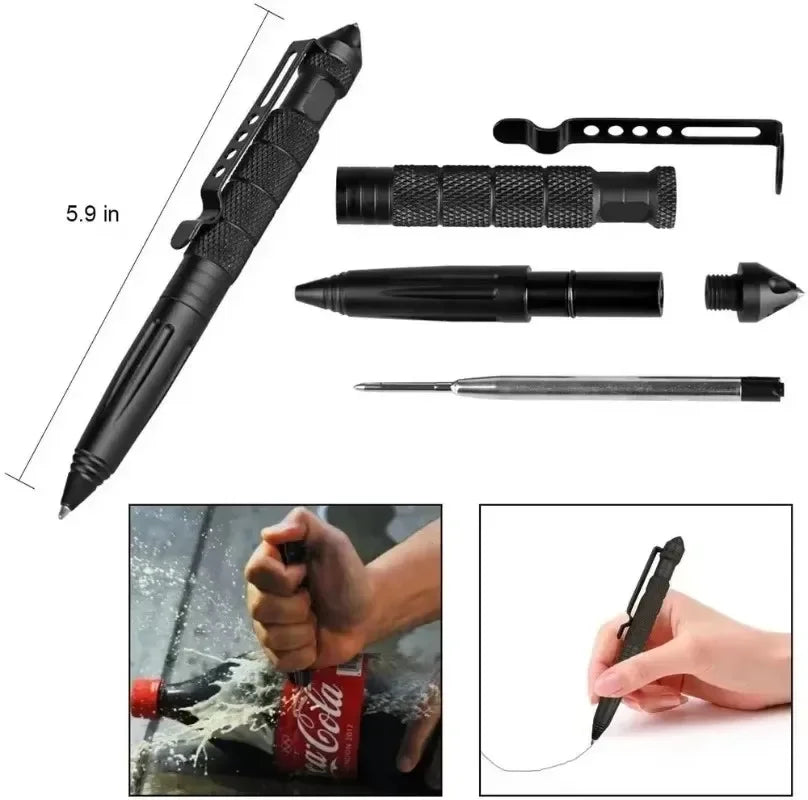 Tactical Pen Self Defense Multifunction Emergency Survival Tool Glass Breaker Tungsten Steel Writing Pen Outdoor Rescue Escape