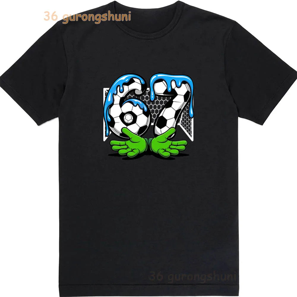 Children 67 print Clothes Kids black T Shirt For Boys Shirts baby T-shirts 6 7 summer Tops For Girl clothing boy Short Sleeve