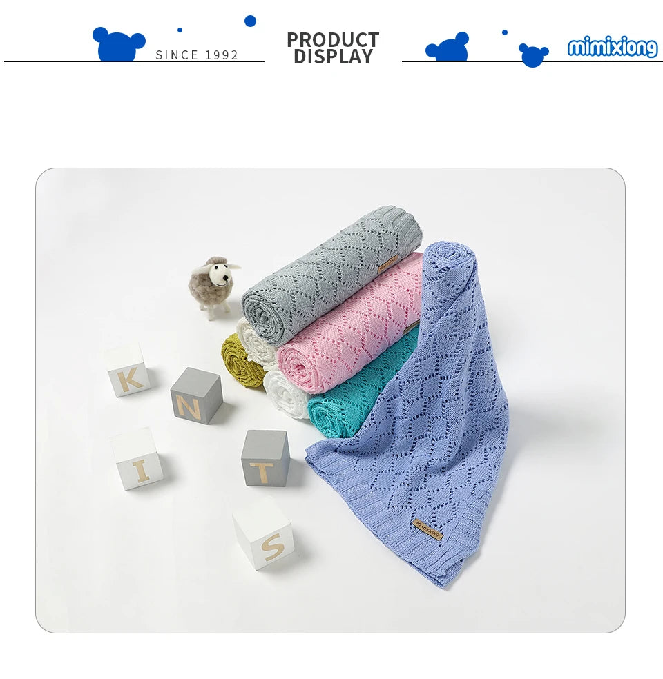 Baby Blanket Super Soft knitted Newborn Stroller Bed Sleeping Cover Toddler Infant Bedding Muslin Swaddle Wrapper 100*80CM Plaid