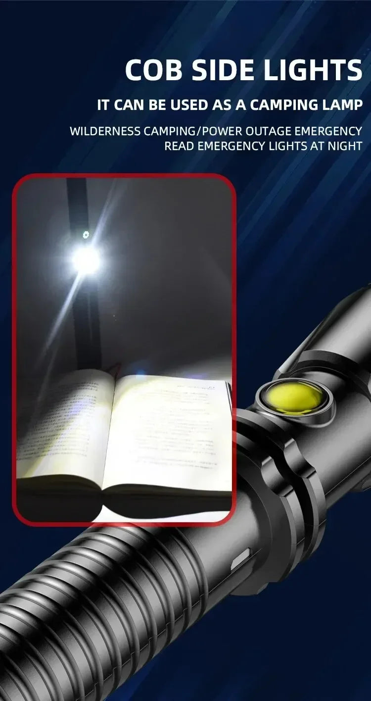 Self-defense Flashlight Window Breaker Hammer USB Rechargeable Super Bright Torch 4 Speed Adjustable Outdoor Emergency Work Lamp