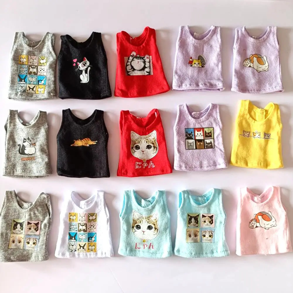NEW Blyth Clothes T-Shirt Vest   Cute Cat print Vest clothes for Blyth, Momoko, Obistu, Licca , FR 1/6 Dolls Accessories