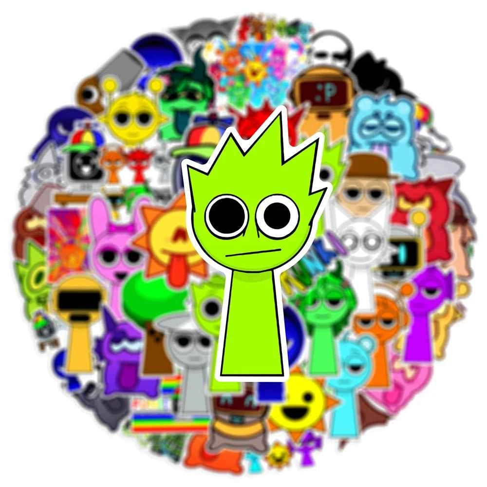 10/30/50PCS Sprunki Stickers Funny Music Game Sticker Toys Decals DIY Phone Luggage Laptop Skateboard Guitar Bike Car