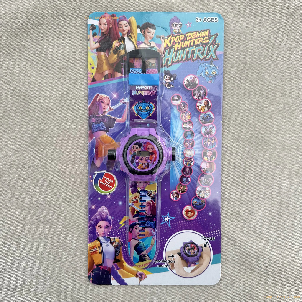 Kids Projection Watch 24 Images Cartoon Digital Electronic Wristwatch Multifunctional Toy Watch for Fans Birthday Party Favors