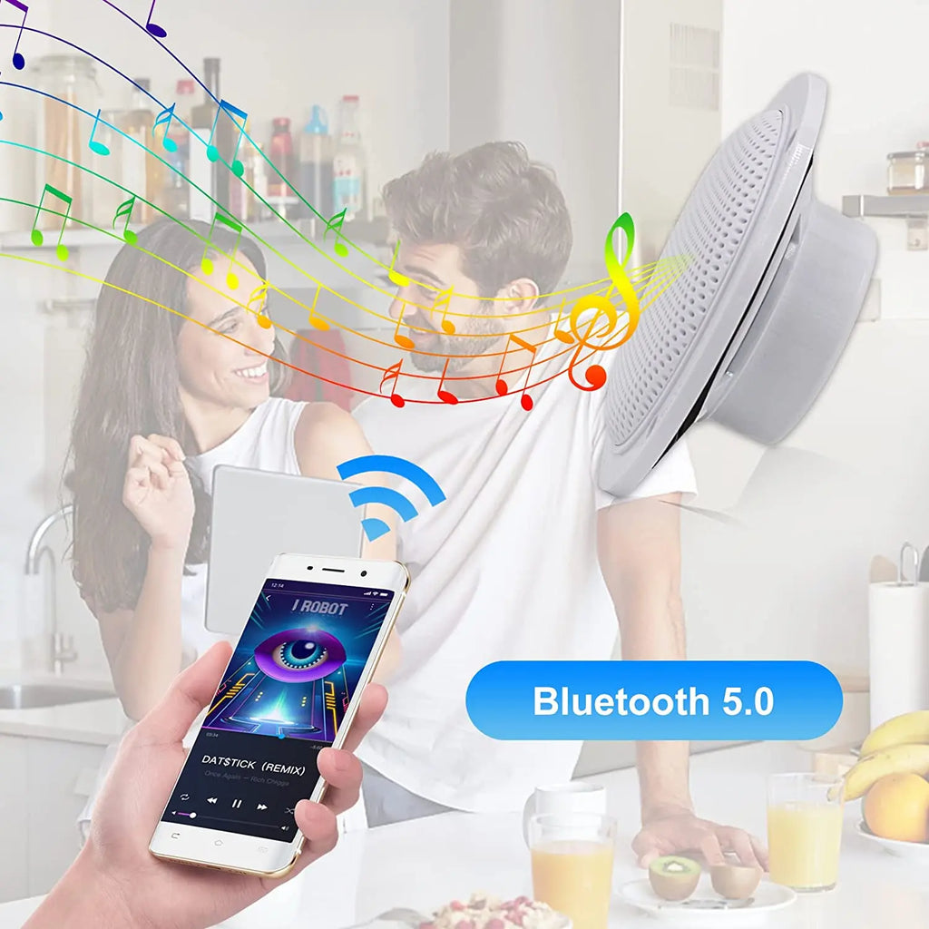 Herdio 4 Inch Ceiling Bluetooth Speakers Water Resistant 160W Marine Speakers For Bathroom Kitchen Home Outdoor Camper 2PCS