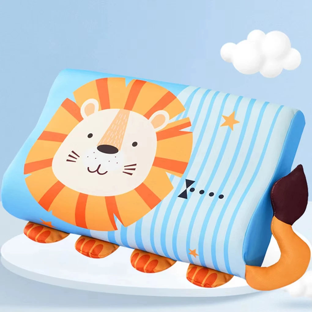 Four Seasons Baby Pillow Toddler Foam Bed Pillow Breathable Slow Rebound Baby Cartoon Neck Nursing Pillow Travel Cushion Bedding