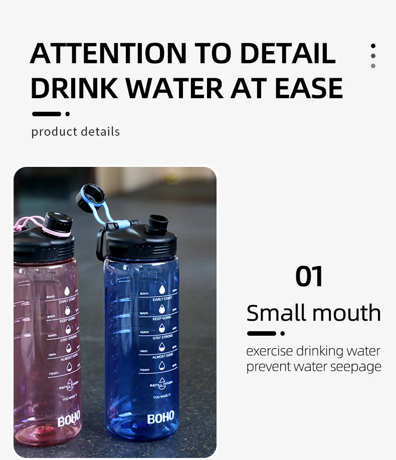 Fjbottle 2 Liter Water Bottle With Straw Large Portable Travel Bottles Sports Fitness Cup with Time Scale