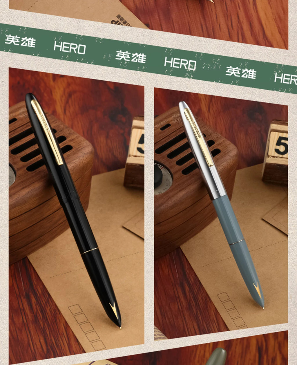 Hero 616S Classic Retro Fountain Pen Dark Tip 0.5mm Iridium Gold Nib Business Office Gift Student School Stationery Supplies