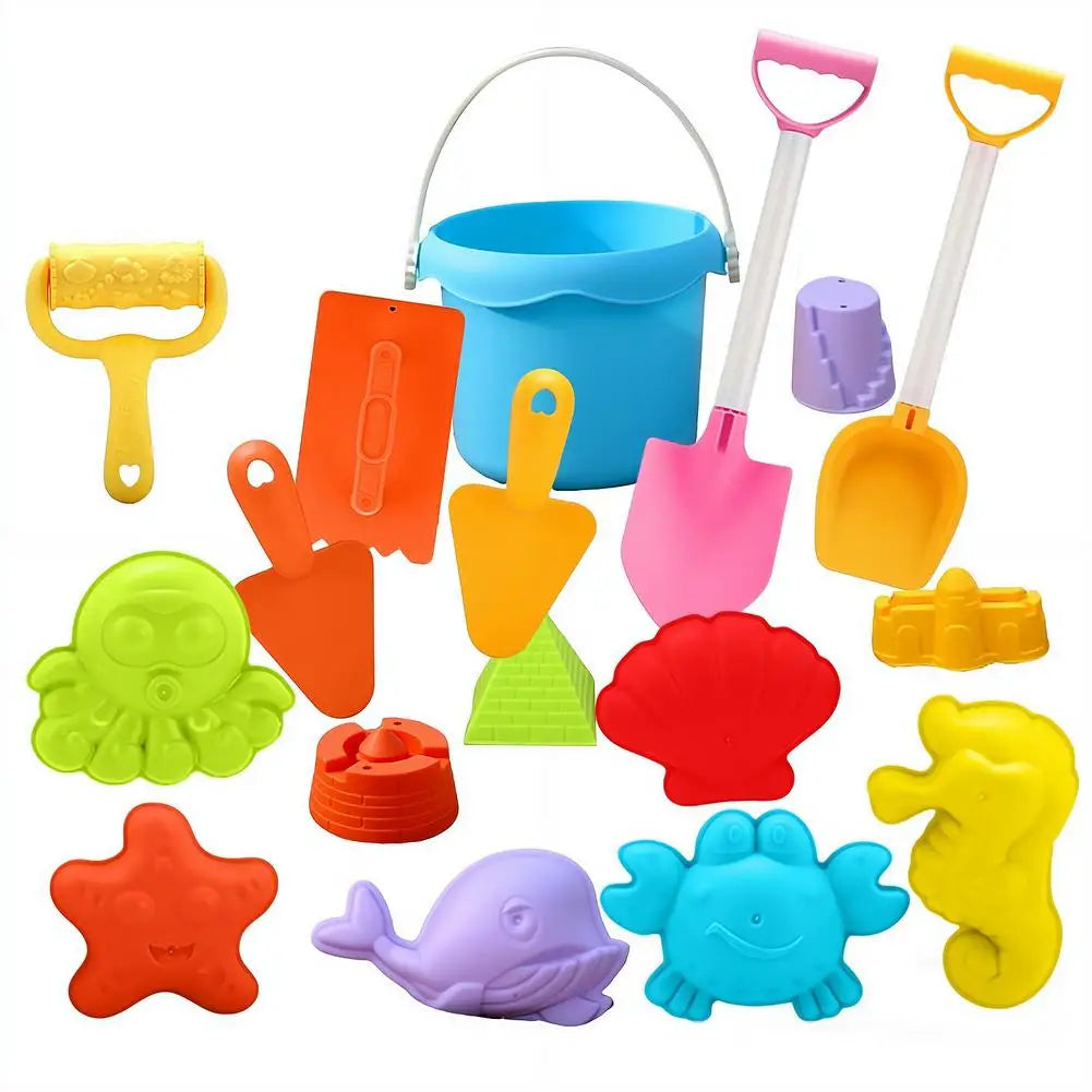 Kids Beach Toy Set Baby Sand & Water Play Kit with Bucket Shovel Rake Watering Can Summer Outdoor Sandbox Tools