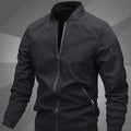 Trendy men's alphabet embroidered bomber jacket - stylish design, versatile casual style