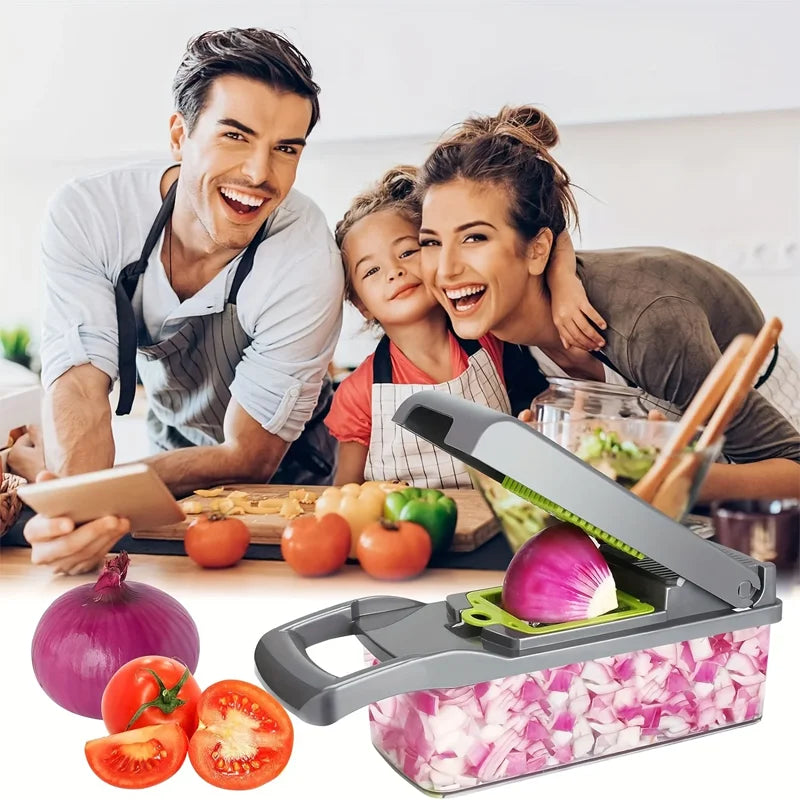 Hot 16Pcs Set Vegetable Chopper Onion Chopper With Handle Ideal For Food Grating Slicing Dicing And Shredding In Kitchen