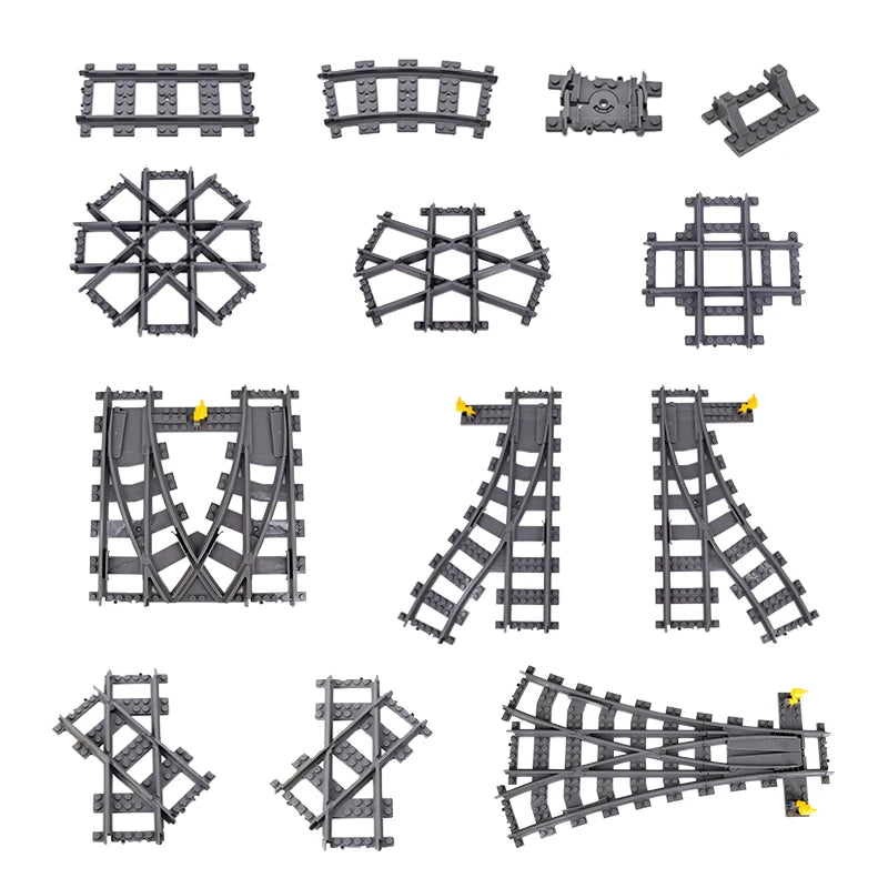 City High-tech Trains Flexible Tracks Forked Straight Curved Rails Crossing Switch Building Block Bricks Creative Toys for kids