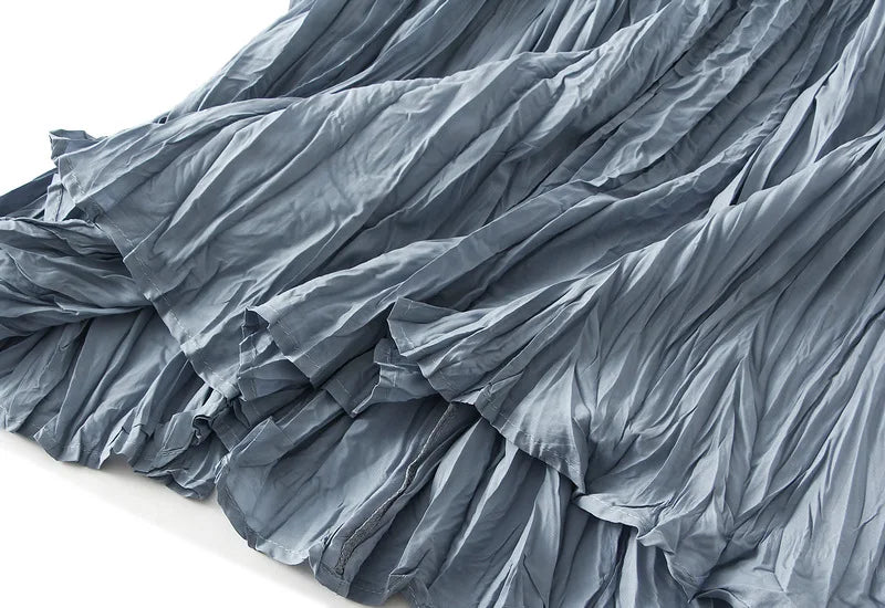 Light Luxury Irregular Slimming Pleated  A-line Skirt for Women High Waist Solid Color Loose Fashion Skirts Casual  Spring New