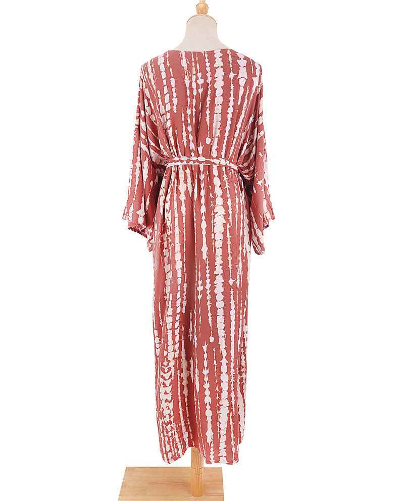 Long Kimono Swimsuit Cover up for Women Stylish Tie Dye Open Front Beach Outfits Bathing Suit